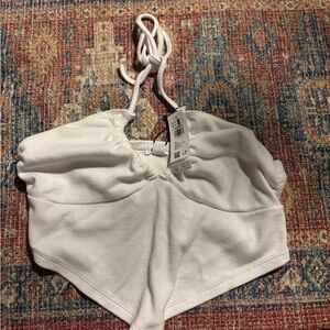 Garage White Ribbed Cami Halter